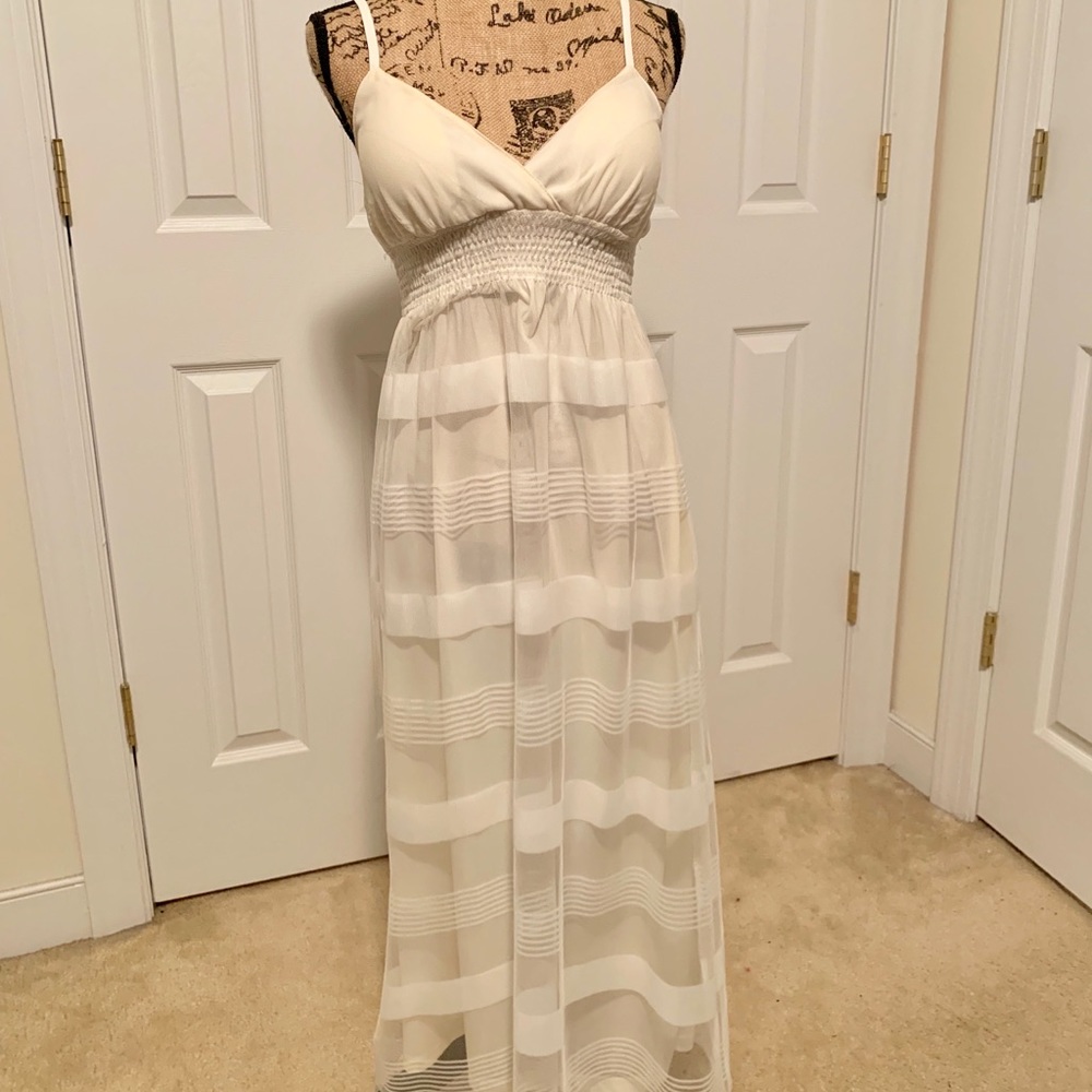 Ivory mesh maxi dress